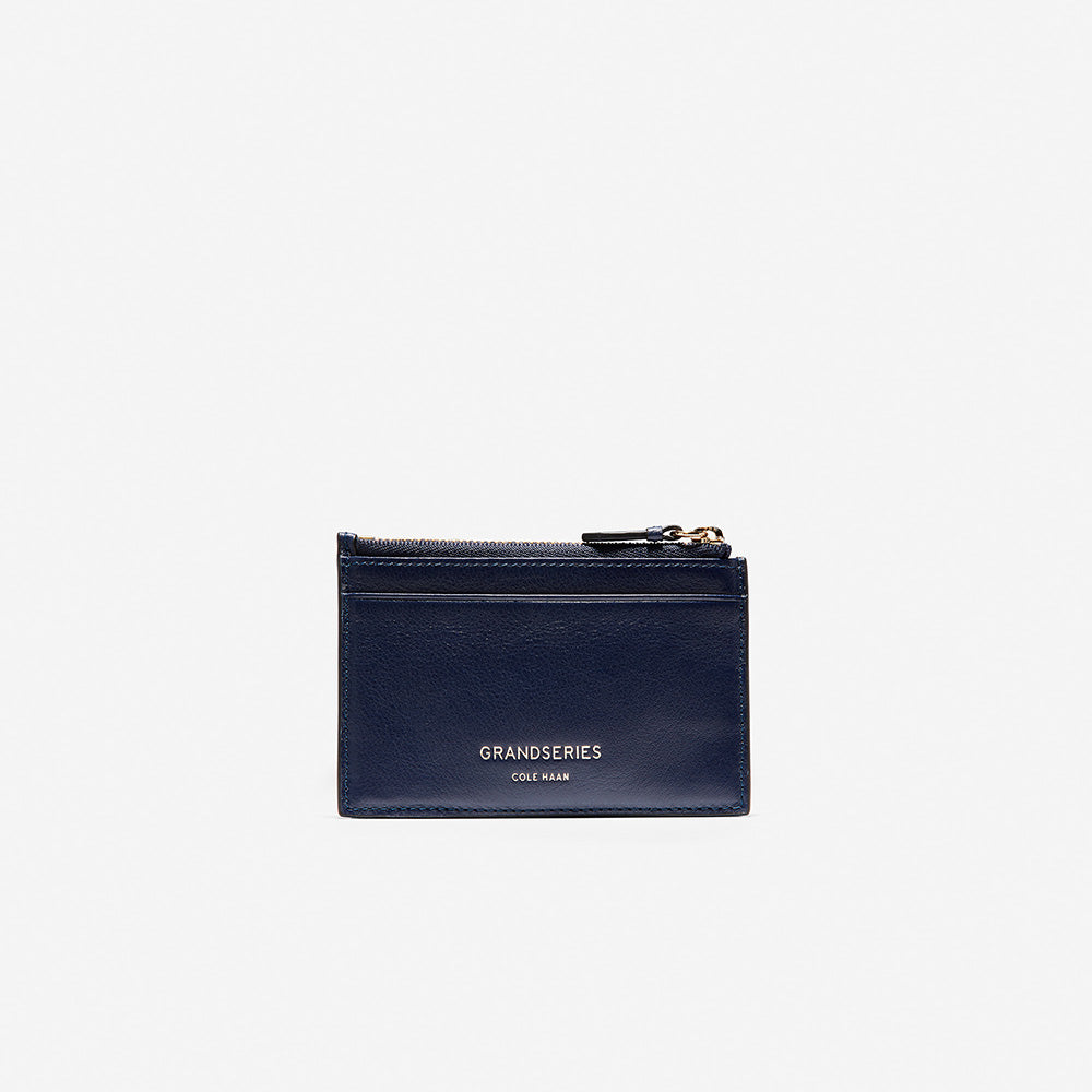 Cole Haan Card Case With Zip Marine Blue One Size