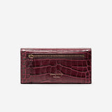 Cole Haan Flap Continental Wallet Winetasting Burgundy Croc One Size