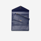 Cole Haan Flap Trifold Envelope Wallet Marine Blue One Size