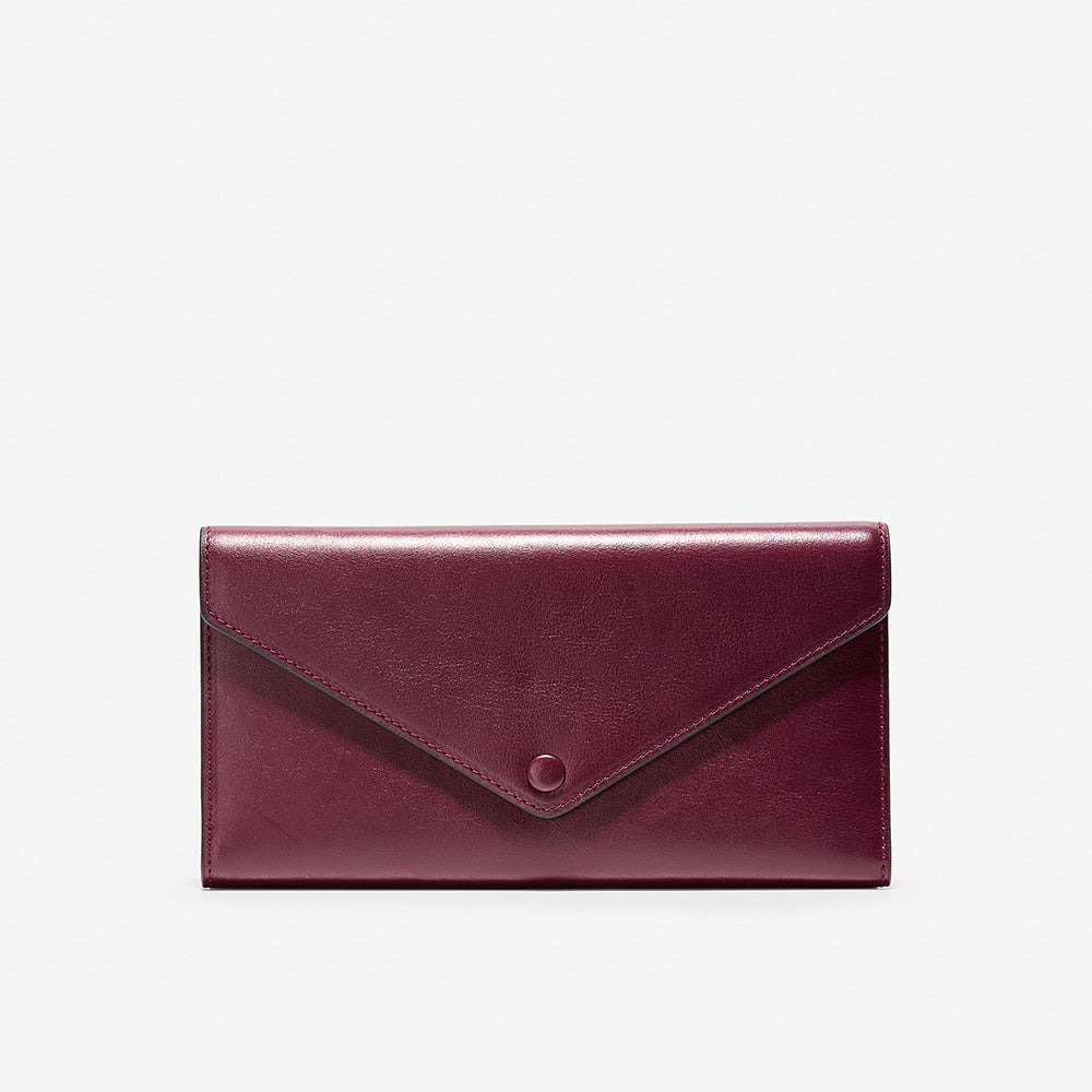Cole Haan Flap Trifold Envelope Wallet Winetasting Burgundy One Size