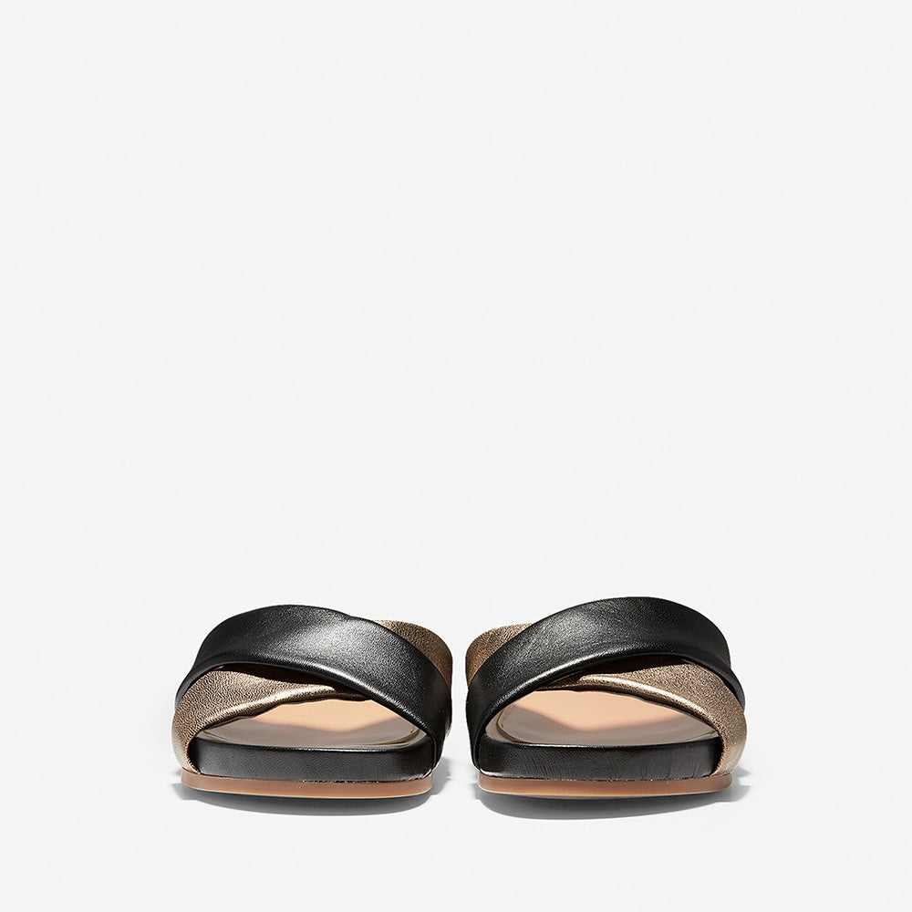 Cole Haan Arielle Sandal Bronze Metallic Leather/Black Leather Size 10
