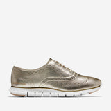 Cole Haan ZERØGRAND Wing Oxford Closed Hole Soft Gold Metallic Leather/Optic White