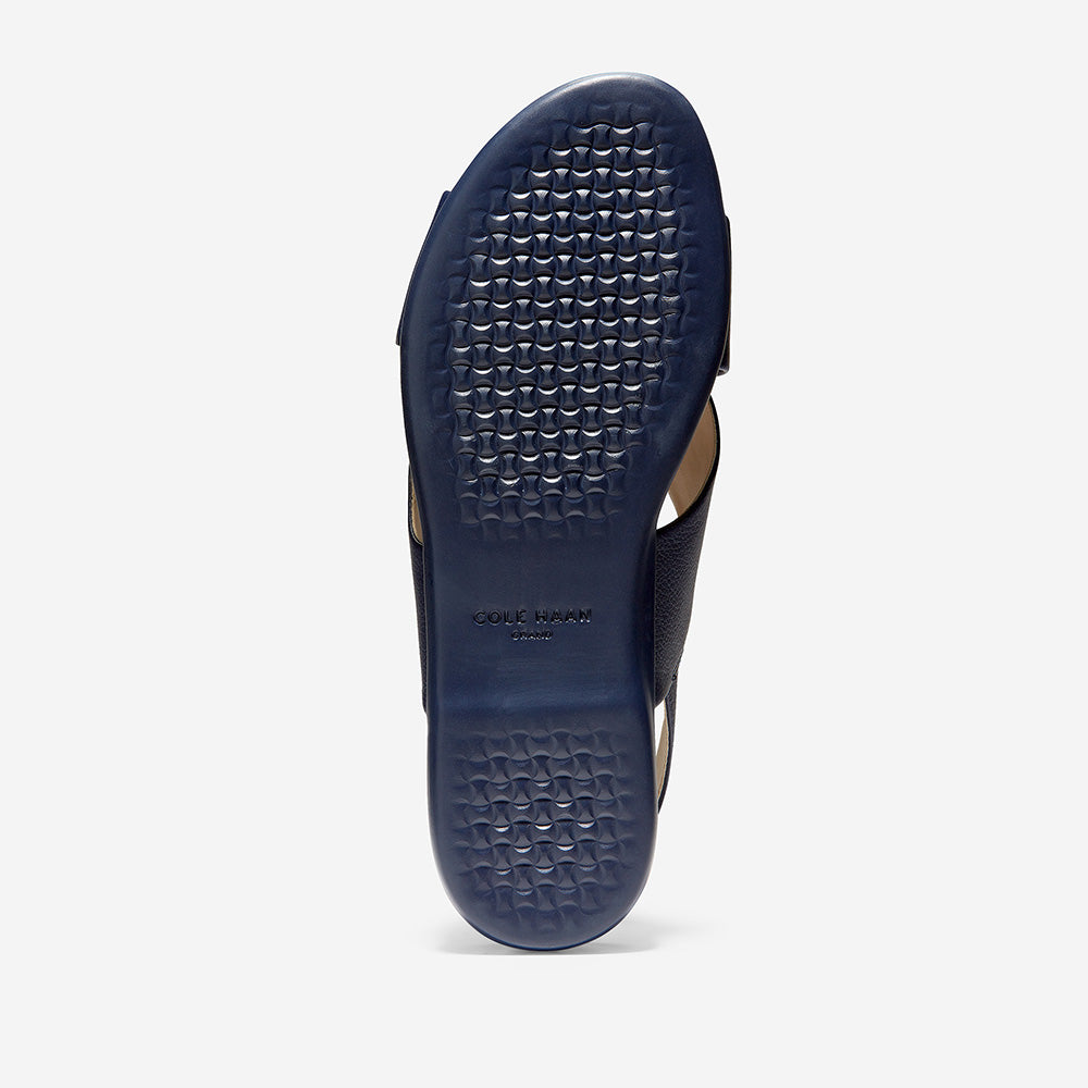 Cole Haan Grand Ambition Flat Sandal Marine Blue Leather/ Tonal