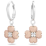 Swarovski Latisha Hoop Earrings Flower Pink Rhodium plated