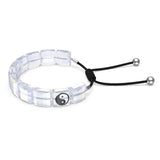 Swarovski Letra bracelet Yin Yang, White, Rhodium plated