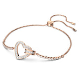 Swarovski Lovely Bracelet Heart White Rose-gold tone plated