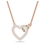Swarovski Lovely Necklace Heart White Rose-gold tone plated
