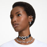 "Swarovski Matrix hoop earrings Heart, Small, White, Rhodium plated"