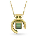 Swarovski Matrix Pendant Baguette Cut Green Gold-Tone Plated