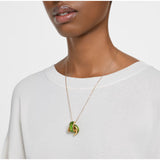 Swarovski Matrix Pendant Baguette Cut Green Gold-Tone Plated