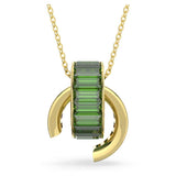 Swarovski Matrix Pendant Baguette Cut Green Gold-Tone Plated