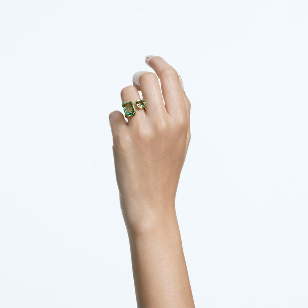 Swarovski Millenia Cocktail Ring Octagon cut Green Gold-tone plated