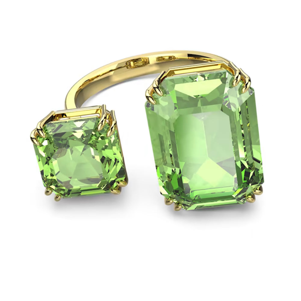 Swarovski Millenia Cocktail Ring Octagon cut Green Gold-tone plated
