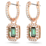 "Swarovski Millenia drop earrings Octagon cut, Green, Rose gold-tone plated"