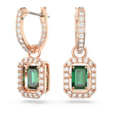 "Swarovski Millenia drop earrings Octagon cut, Green, Rose gold-tone plated"