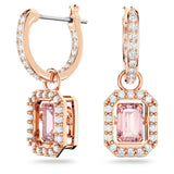 "Swarovski Millenia drop earrings Octagon cut, Pink, Rose gold-tone plated"