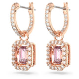 "Swarovski Millenia drop earrings Octagon cut, Pink, Rose gold-tone plated"