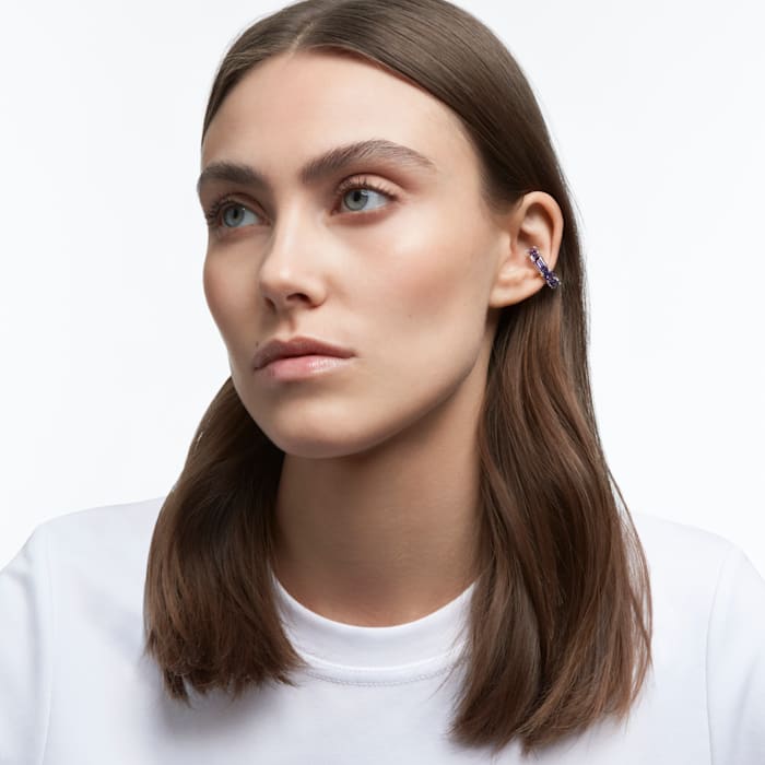 Swarovski Millenia ear cuff Octagon cut Swarovski zirconia, Purple, Rhodium plated