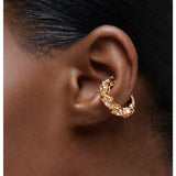 Swarovski Millenia ear cuff Single, Pear cut Swarovski Zirconia, Yellow, Gold-tone plated