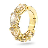 Swarovski Millenia ear cuff Single, Pear cut Swarovski Zirconia, Yellow, Gold-tone plated