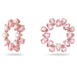 Swarovski Millenia Hoop Earrings Pear cut crystals Pink Rose-gold tone plated