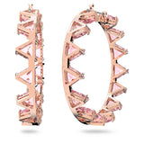 Swarovski Millenia Hoop Earrings Triangle cut crystals Pink Rose-gold tone plated
