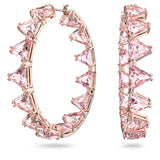 Swarovski Millenia Hoop Earrings Triangle cut crystals Pink Rose-gold tone plated