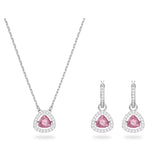 Swarovski Millenia Set Necklace and Earrings Trilliant Cut Pink Rhodium plated