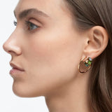 Swarovski Numina earrings Asymmetrical, Green, Gold-tone plated