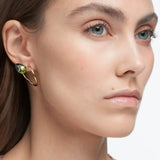 Swarovski Numina earrings Asymmetrical, Green, Gold-tone plated