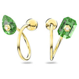 Swarovski Numina earrings Asymmetrical, Green, Gold-tone plated
