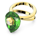 Swarovski Numina Ring Pear cut Green Gold-tone plated