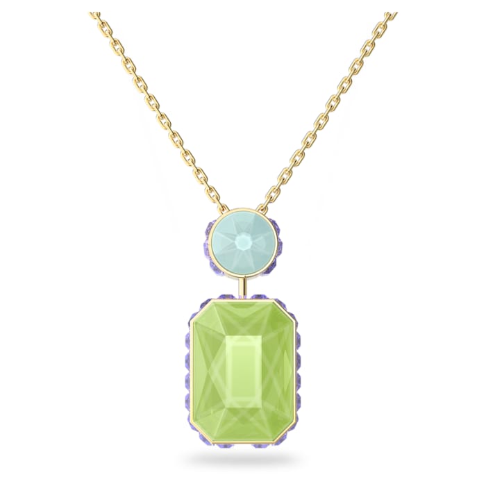 Swarovski Orbita necklace Octagon cut crystal, Multicolored, Gold-tone plated