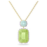 Swarovski Orbita necklace Octagon cut crystal, Multicolored, Gold-tone plated