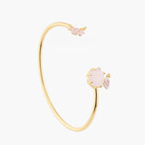 Les Nereides Pink And Pale Violet Flowers On A Pink Stone Bangle Bracelet
