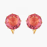 Les Nereides Pink Peach Round Stone La Diamantine Multicoloured Clip-On Earrings
