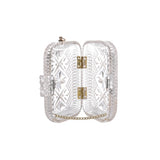 Douglaspoon Hand Carved Clutch Bag Vintage Clear With Gold Tone