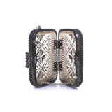 Douglaspoon Hand Carved Clutch Bag Dark Grey With Gold Tone