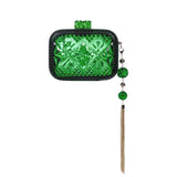 Douglaspoon Hand Carved Clutch Bag  Emerald Green With Gold Tone