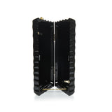 Douglaspoon Hand Carved Long Rectangular Clutch Bag Black With Gold Tone