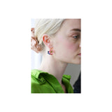 Les Nereides Rose And Apple Blossoms On Faceted Stone Stud Earrings