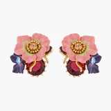 Les Nereides Rose And Apple Blossoms On Faceted Stone Stud Earrings