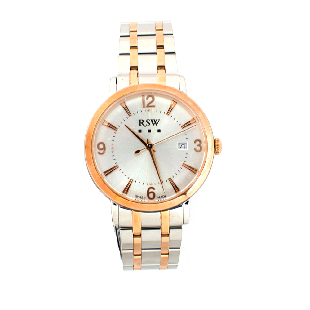 Rsw Men's Stainless Steel Watch With Two-Tone Silver And Rg Bracelet & White Dial | Fashion Watches | GCC | Mens | Mens Watches | SP Rsw Men's Stainless Steel Watch With Two-Tone Silver And Rg Bracelet & White Dial | Fashion Watches | GCC | Mens | Mens Watches | SP