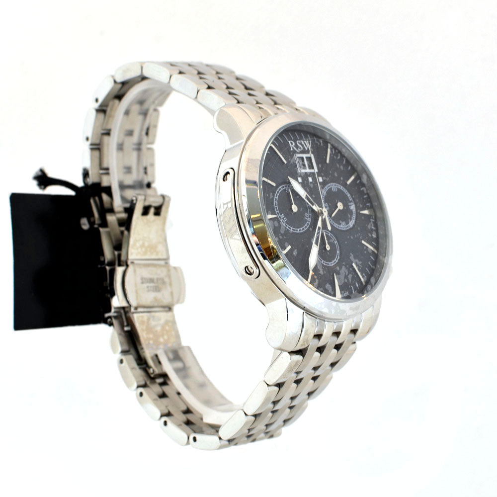 Rsw Men's Stainless Steel Watch With Metal Bracelet & Black Chronograph Dial | Fashion Watches | GCC | Mens | Mens Watches | SP Rsw Men's Stainless Steel Watch With Metal Bracelet & Black Chronograph Dial | Fashion Watches | GCC | Mens | Mens Watches | SP