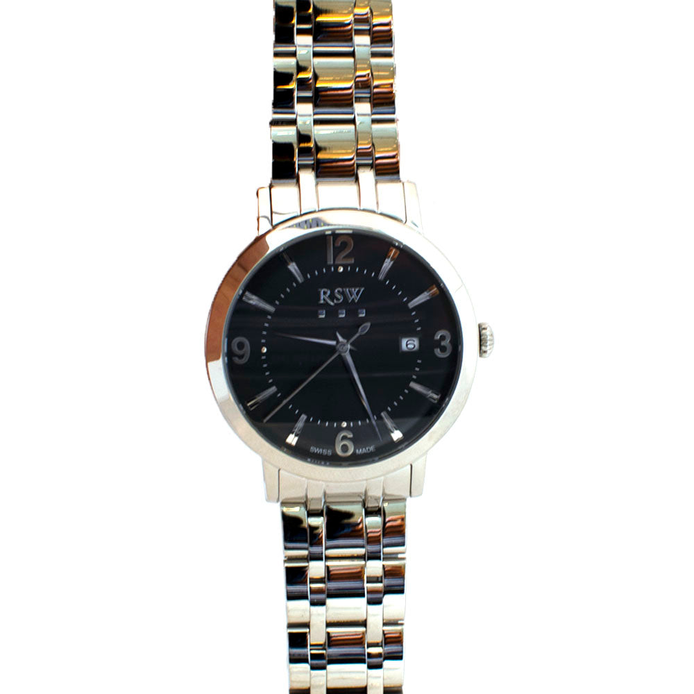 Rsw Men's Stainless Steel Watch With Metal Bracelet & Black Dial | Fashion Watches | GCC | Mens | Mens Watches | SP Rsw Men's Stainless Steel Watch With Metal Bracelet & Black Dial | Fashion Watches | GCC | Mens | Mens Watches | SP