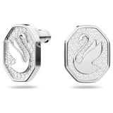 Swarovski Signum stud earrings Swan, White, Rhodium plated
