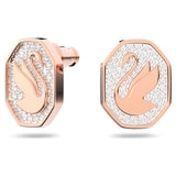 Swarovski Signum Stud Earrings Swan White Rose-gold tone plated