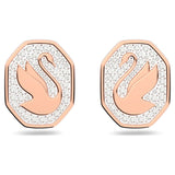 Swarovski Signum Stud Earrings Swan White Rose-gold tone plated