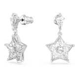 Swarovski Stella Drop Earrings Kite Cut Star White Rhodium Plated