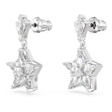 Swarovski Stella Drop Earrings Kite Cut Star White Rhodium Plated